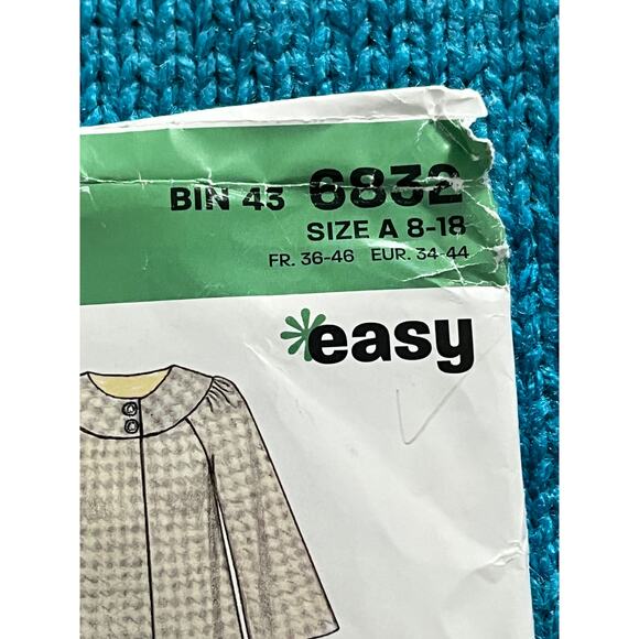 Simplicity 6832 Sewing pattern coat jacket cropped bolero size 8-18 - Picture 2 of 5